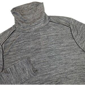 Vince Women's S Metallic Gray‎ Turtleneck Sweater with Silk Trim Lightweight